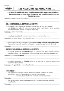 Les ADJECTIFS QUALIFICATIFS (T - 01)