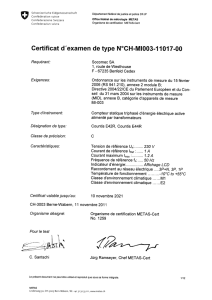 Certificat d`examen de type N°CH-M1003-11017-OO