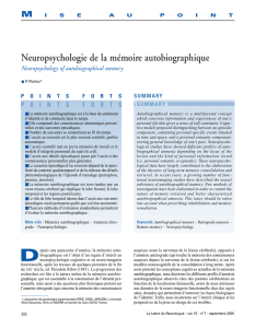 Neuropsychologie de la mémoire autobiographique