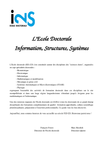 Ecole doctorale Information Structures Systèmes