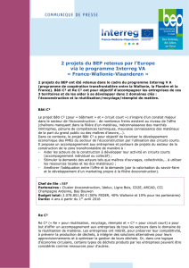 2 projets du BEP retenus par l`Europe via le programme Interreg VA