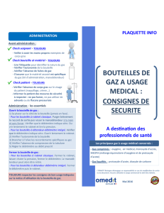 Bouteille de gaz à usage médical : consignes