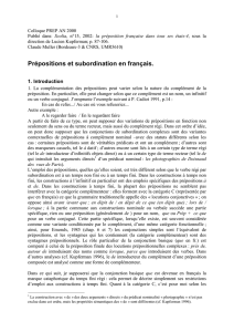 Prépositions et subordination en français.