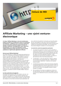Affiliate Marketing – une «joint venture» électronique