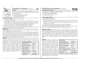 Transistor Analyser Model: DTA30 Analyseur de transistor Modèle