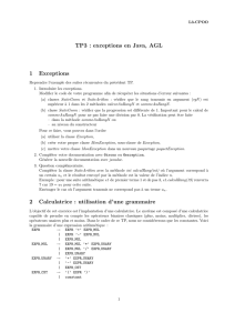 TP3 : exceptions en Java, AGL 1 Exceptions 2 Calculatrice
