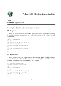 Python (M1) – Des fonctions et des listes
