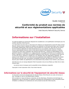 Intel Security Sécurité du produit et conformité réglementaire