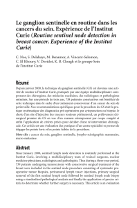 Le ganglion sentinelle en routine dans les cancers du sein