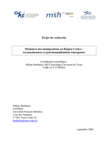 Projet de recherche Mémoires des immigrations en Région Centre