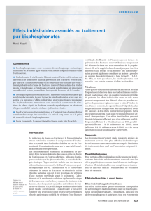 Effets indésirables associés au traitement par bisphosphonates