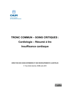 TRONC COMMUN – SOINS CRITIQUES : Cardiologie
