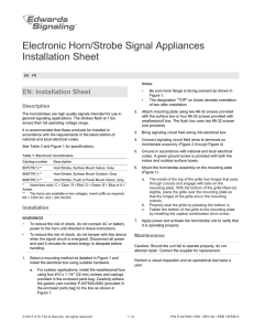 Electronic Horn/Strobe Signal Appliances Installation Sheet