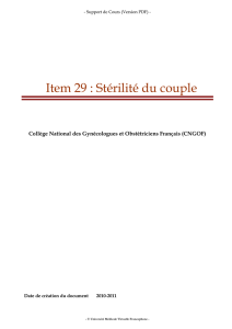 Item 29 : Stérilité du couple