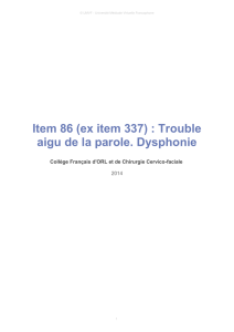 Item 86 (ex item 337) : Trouble aigu de la parole. Dysphonie