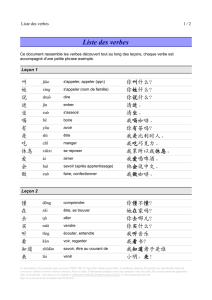 CHIN1100 Chinois élémentaire : Liste des verbes