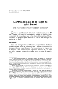 L`anthropologie de la Règle de saint Benoît