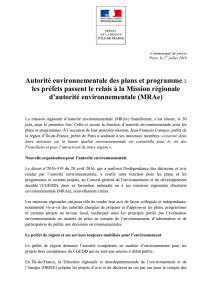 Autorité environnementale des plans et programme - DRIEE Ile