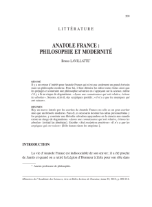 anatole france : philosophie et modernité