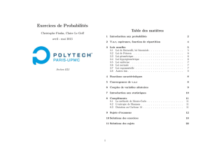 Exercices de Probabilités - IMJ-PRG