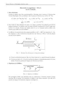 Electricité et magnétisme - TD n˚1 Loi de Coulomb E = AV/d y