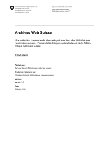 Archives Web Suisse : glossaire, version 1.6, 5 février 2016