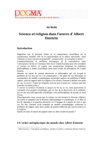 Science et religion dans l`oeuvre d`Albert Einstein