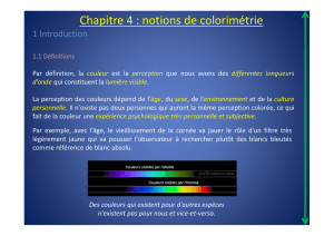 Chapitre 4 : notions de colorimétrie (version light pour B1)