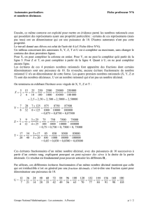 Automates particuliers et nombres décimaux Fiche professeur N°6