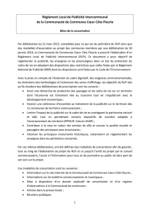 RLPi Bilan de la concertation - Communauté de communes Coeur