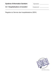 Registre du Service des hospitalisations (SDH) Système d