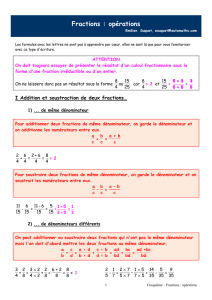 Fractions : opérations