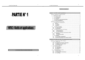 Table des matières : Chapitre I : Les NTIC ,outils et applications