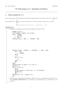 TP Informatique 14 - Algorithme de Hörner 1 Calcul intuitif de P(x)