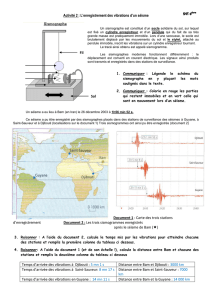 Activité 2 : L`enregistrement des vibrations d`un séisme Document 1