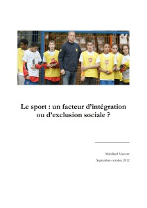 Le sport : un facteur d`intégration ou d`exclusion sociale