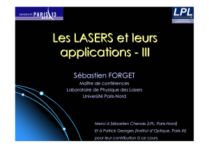 Les lasers continus - Laboratoire de Physique des Lasers