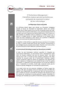 TRIBUNE 26.01.2016 IT Performance Management : 3 bénéfices