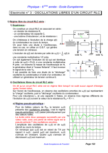 Oscillations libres d`un circuit RLC