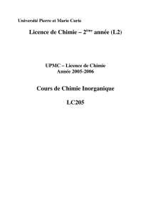 Licence de Chimie – 2ème année (L2) Cours de Chimie