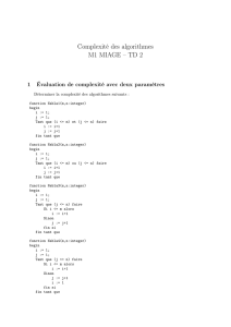Complexité des algorithmes M1 MIAGE – TD 2