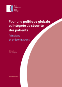 Pour une politique globale et intégrée de sécurité des patients