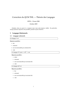 Correction du QCM THL — Théorie des Langages - LRDE