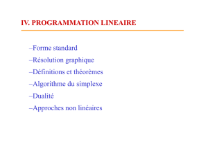 IV. PROGRAMMATION LINEAIRE