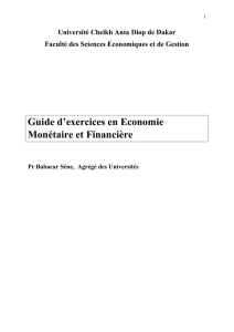 Guide d`exercices en Economie Monétaire et Financière