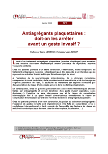 antiaggrégants plaquettaires et gestes invasifs
