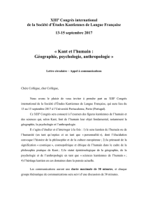 « Kant et l`humain : Géographie, psychologie, anthropologie »