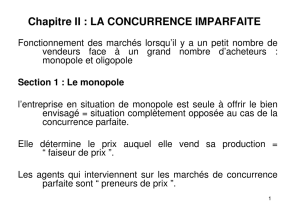 Chapitre II : LA CONCURRENCE IMPARFAITE - Cours-univ