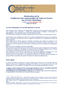 Déclaration de la Conférence des responsables de Culte en France