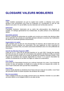 GLOSSAIRE VALEURS MOBILIERES
